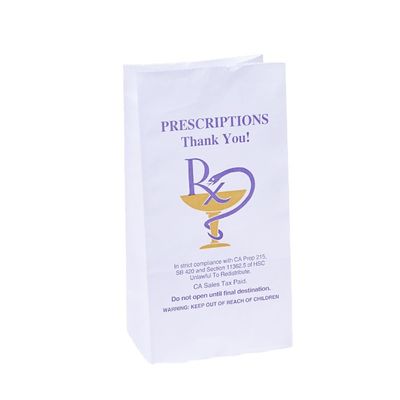 Qualität  Food Grade BIODEGRADABLE Customized Logo Printed RX Prescription Medicine Water Resistant Paper Bag For Pharmacy usine